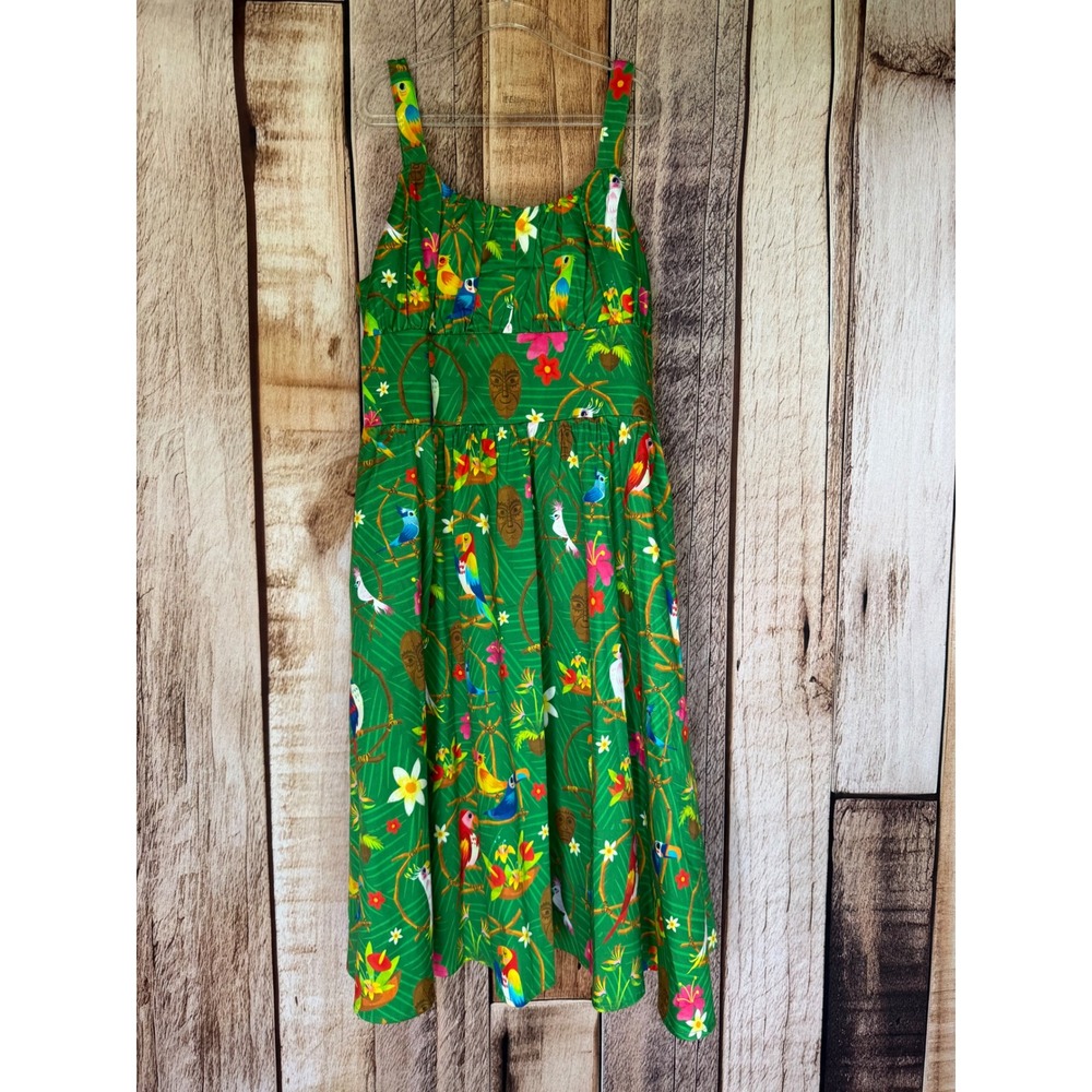 Disney Enchanted Tikki Room Green Tropical Print Youth Girls' Dress XL NWT